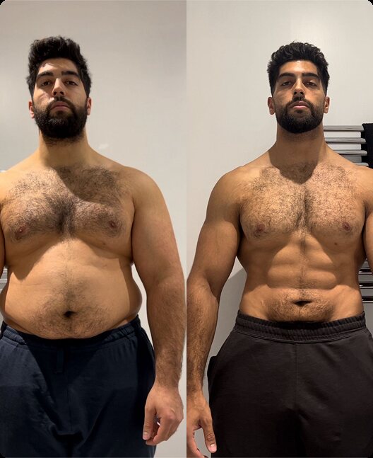 Adnan's own before and after transformation
